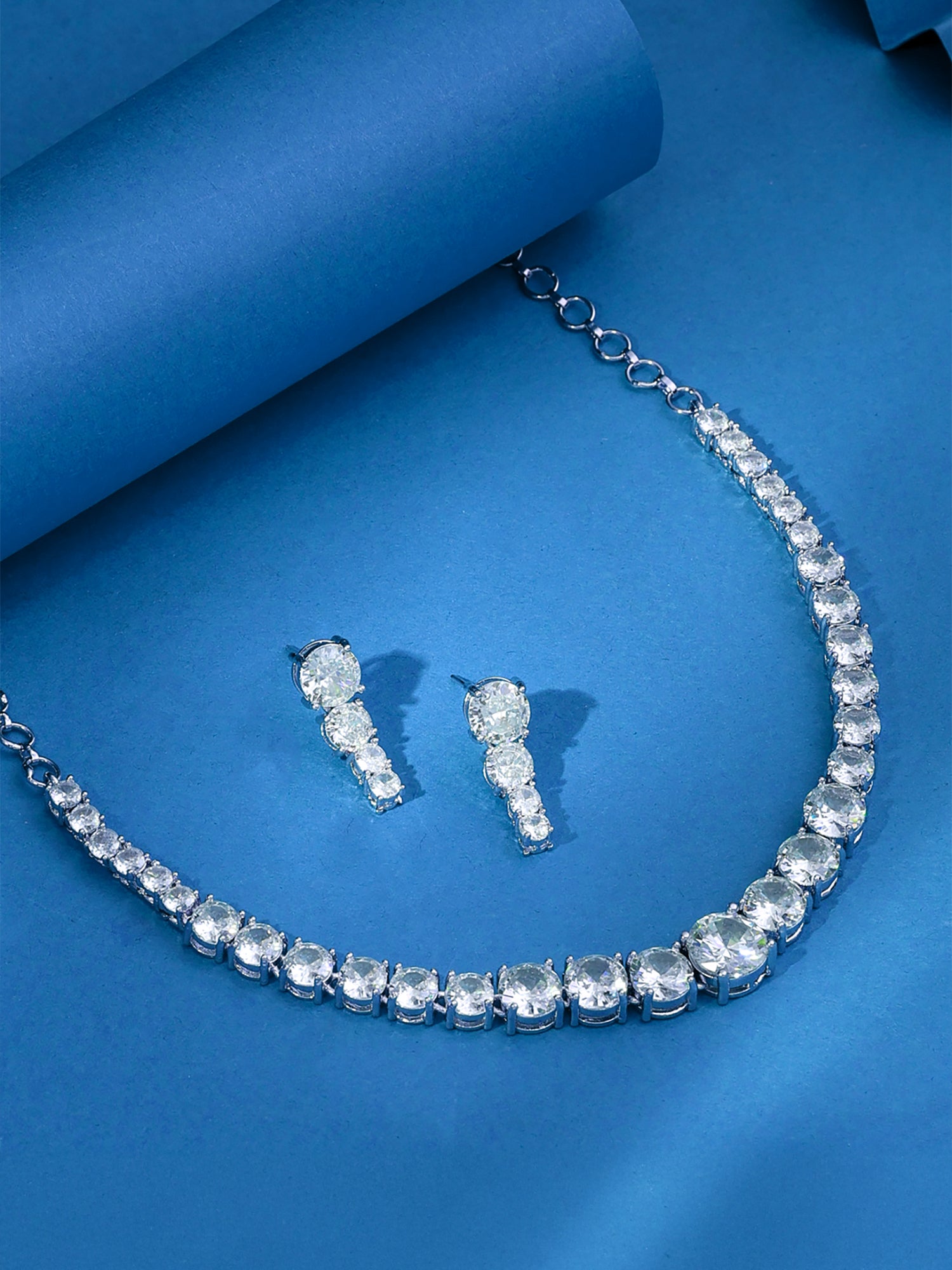 Yellow Chimes Women's Traditional White American Diamond Jewellery