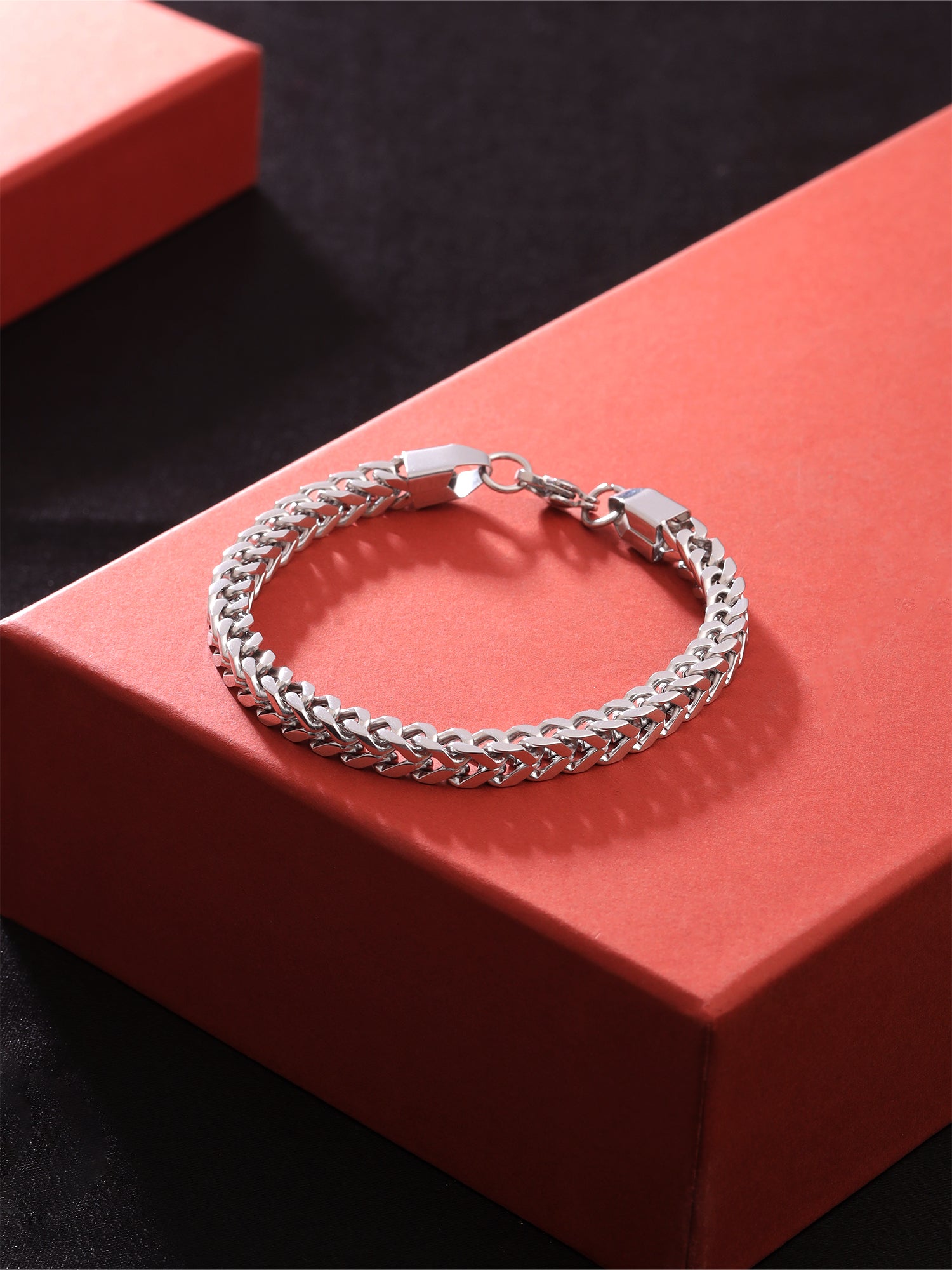 Yellow Chimes Silver Stainless Steel Bracelet For Men's And Boys