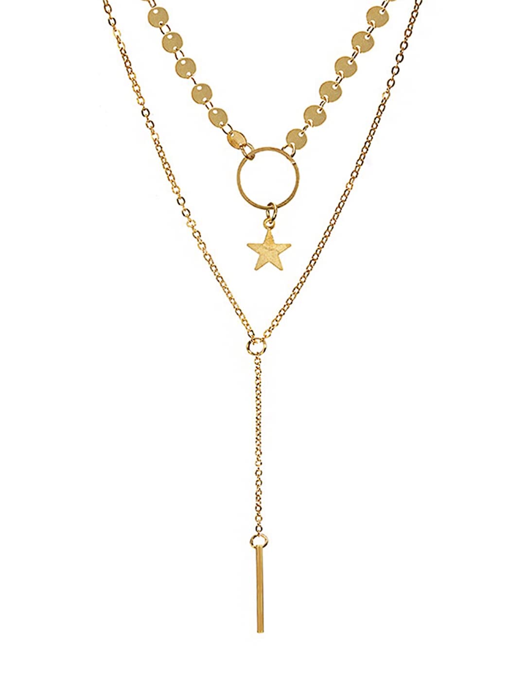 Yellow Chimes Layered Choker Necklace for Women Gold Plated Multi