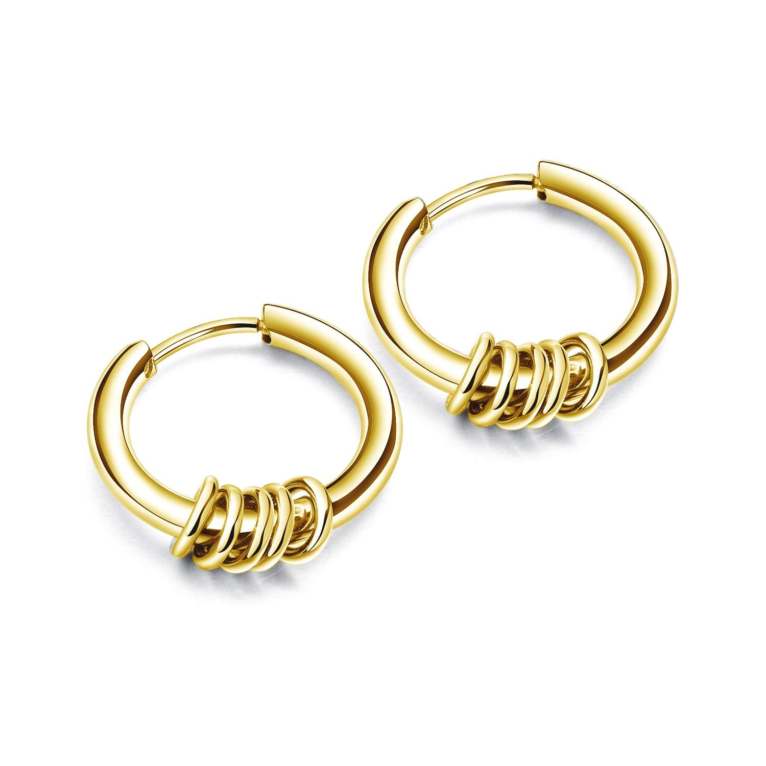 Yellow Chimes Hoop Earrings for Men Stainless Steel Golden Hoop