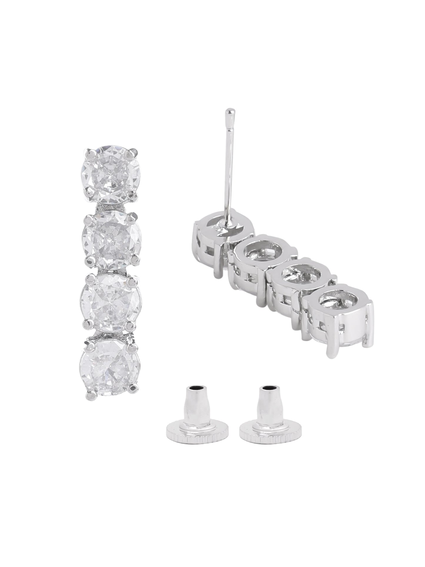 Yellow Chimes American Diamond Necklace Set For Women | White Stone Silver Jewellery Set For Women | Diamond Necklace Set | Birthday Gift for Girls Anniversary Gift for Wife