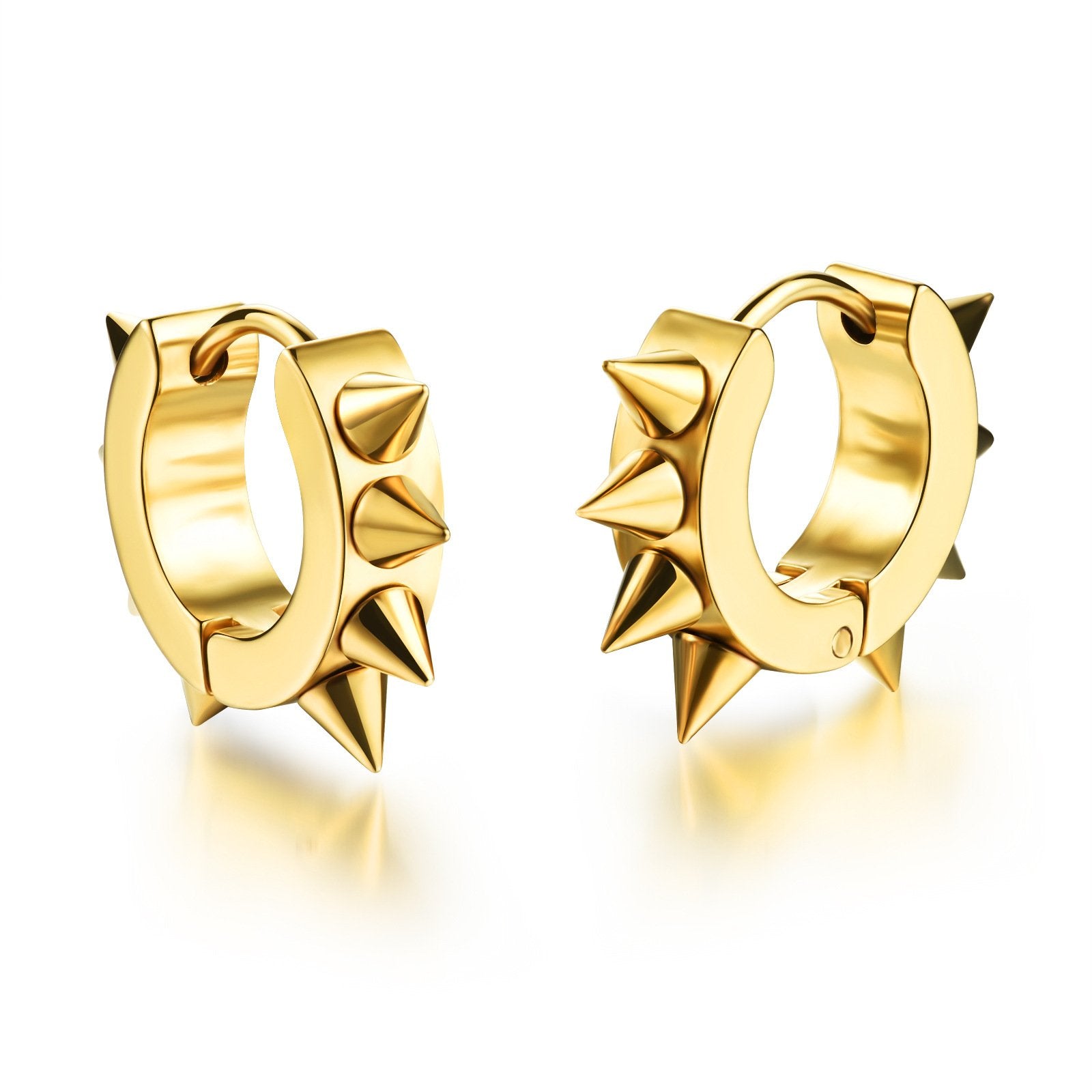 Yellow Chimes Hoop Earrings for Men Golden Steel Gold Plated Spike