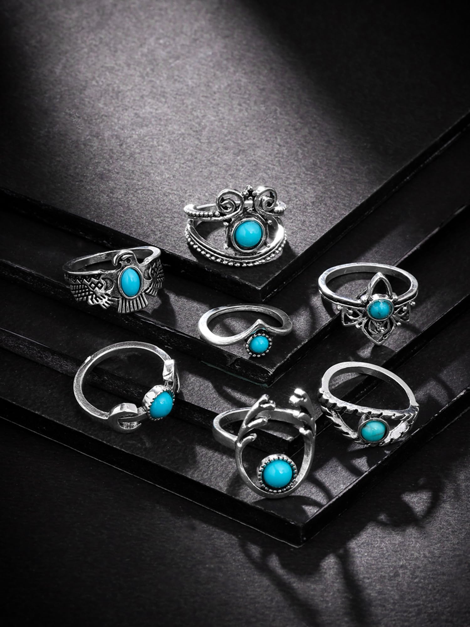 Boho Rings Fashion Rings Silver Rings Set Women's Rings