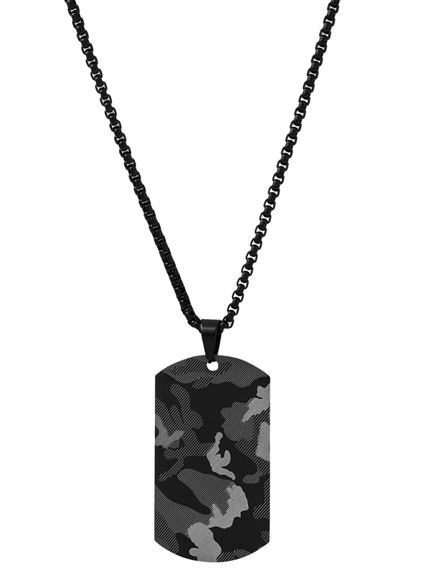 Stainless Steel Chain: Black Dog Tag Pendant for Men 58 cm Stylish  Accessory