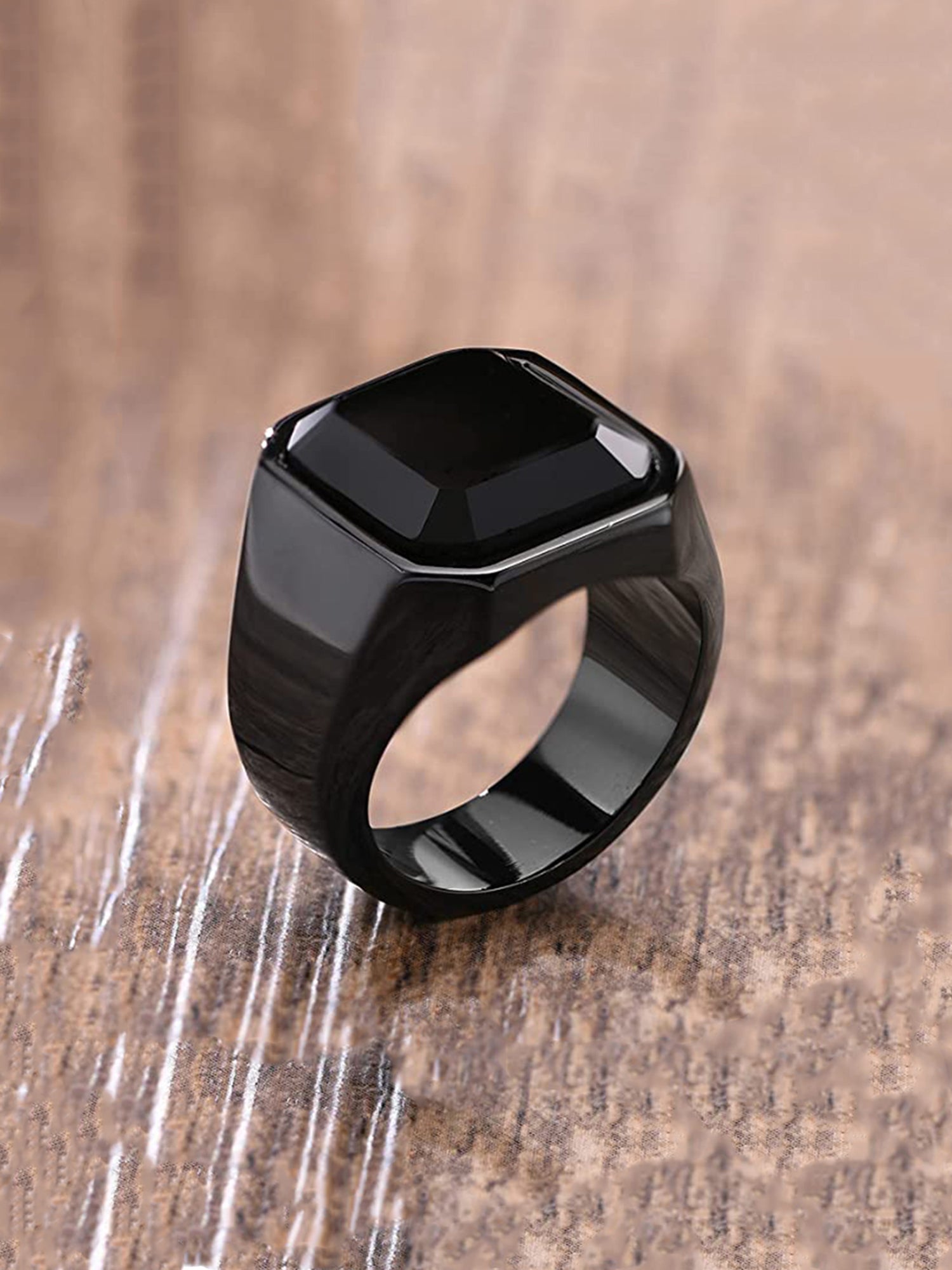 Square Ring Black Onyx Mens Rings Vedansh Enterprises Stylish