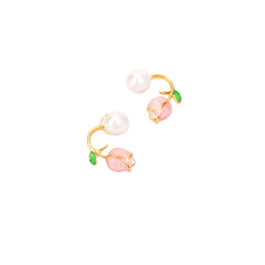 Yellow Chimes Earrings for Women and Girls Fashion Pink Pearl Stud Earrings for Women I Floral Shaped Faux Pearl Studs Ear Cuffs Earrings I Birthday Gift For Girls and Women Anniversary Gift for Wife