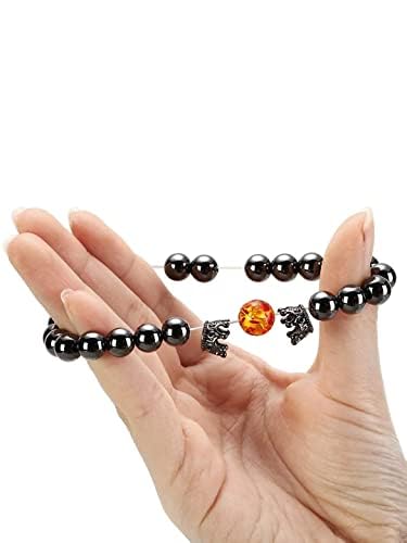Kairangi Bracelets for Men and Boys Black Beads Bracelet | Black Obsidian Bracelets Stretchable Mens Bracelets | Birthday Gift for Men and Boys Anniversary Gift for Husband