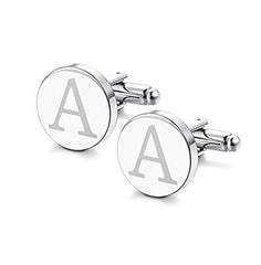 Yellow Chimes Cufflinks for Men Alphabets Cuff links Letter A Statement Stainless Steel Cufflinks for Men and Boy's