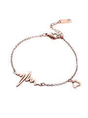Yellow Chimes Anklets for Women Rose Gold-Plated Stainless Steel Heartbeat Charm Anklet For Women and Girls