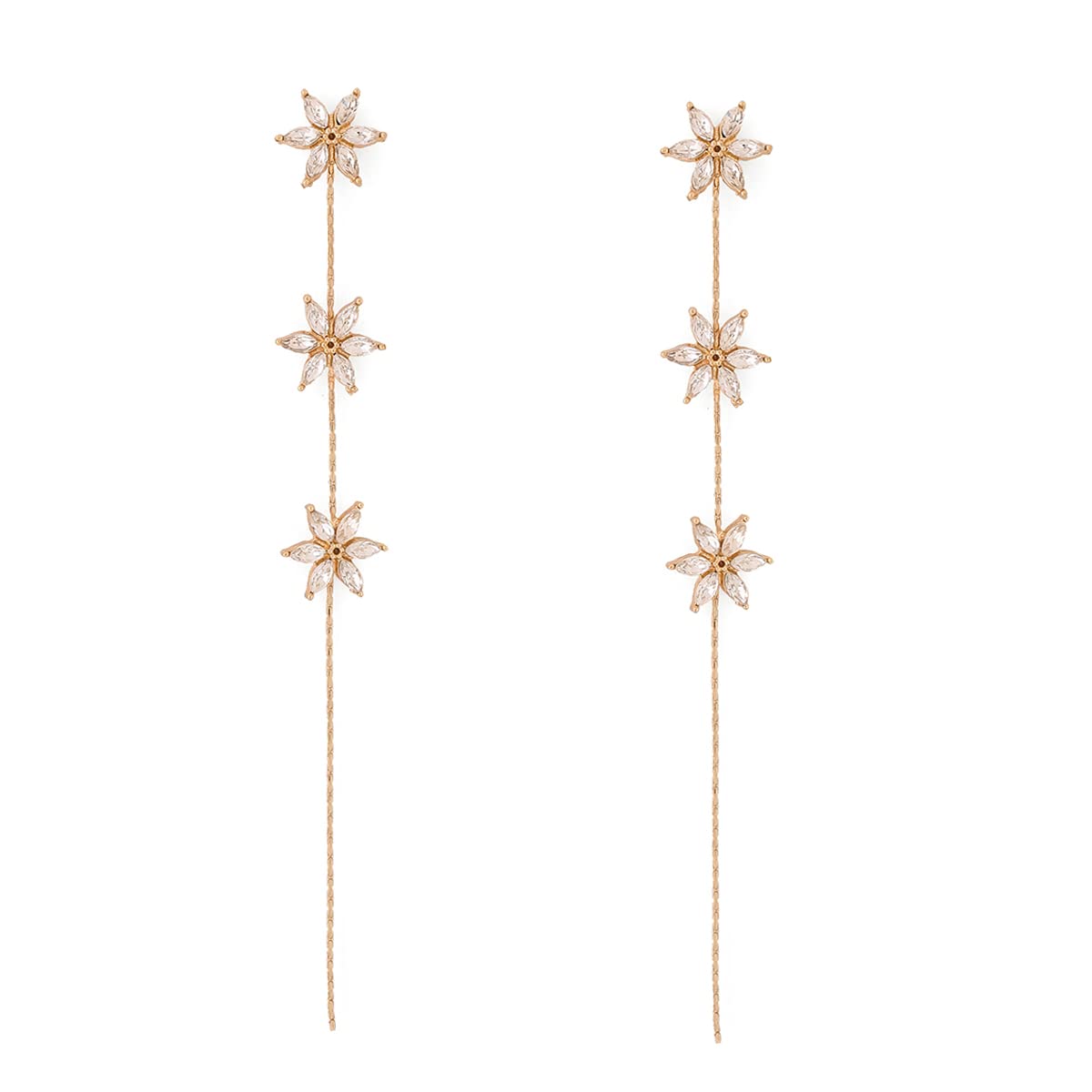 Kairangi Dangler Drop Earring for Womens Gold Plated Crystal Studded Floral Designed Dangler Drop Earrings for Women and Girls