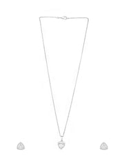 Yellow Chimes American Diamond Pendant Set For Women | White Stone Silver Jewellery Set For Women | Diamond Pendant Set | Birthday Gift for Girls Anniversary Gift for Wife