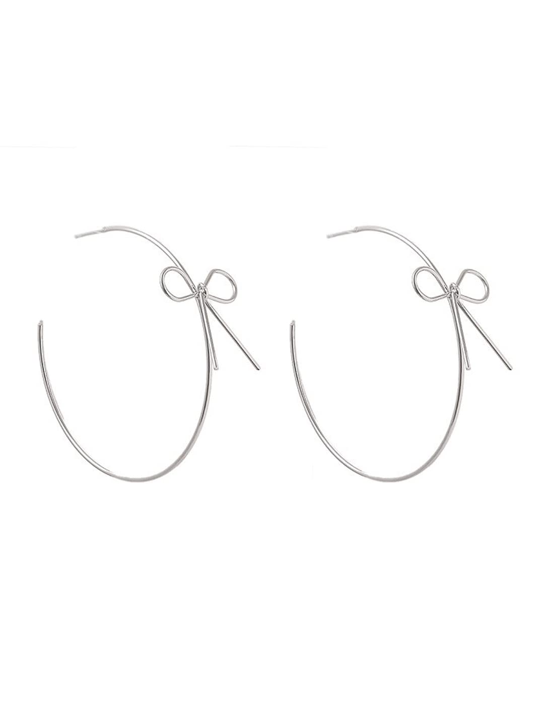 Yellow Chimes Earrings for Women and Girls Hoop Earrings for Girls | Silver Toned Bow Designed Hoop Earrings | Birthday Gift for girls and women Anniversary Gift for Wife