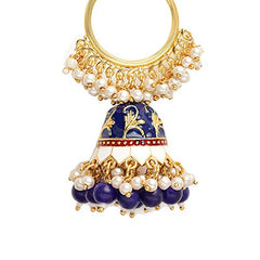 Yellow Chimes Meenakari Jhumka Earrings Handcrafted Gold toned Traditional Red Jhumka Hoop Earrings for Women and Girls