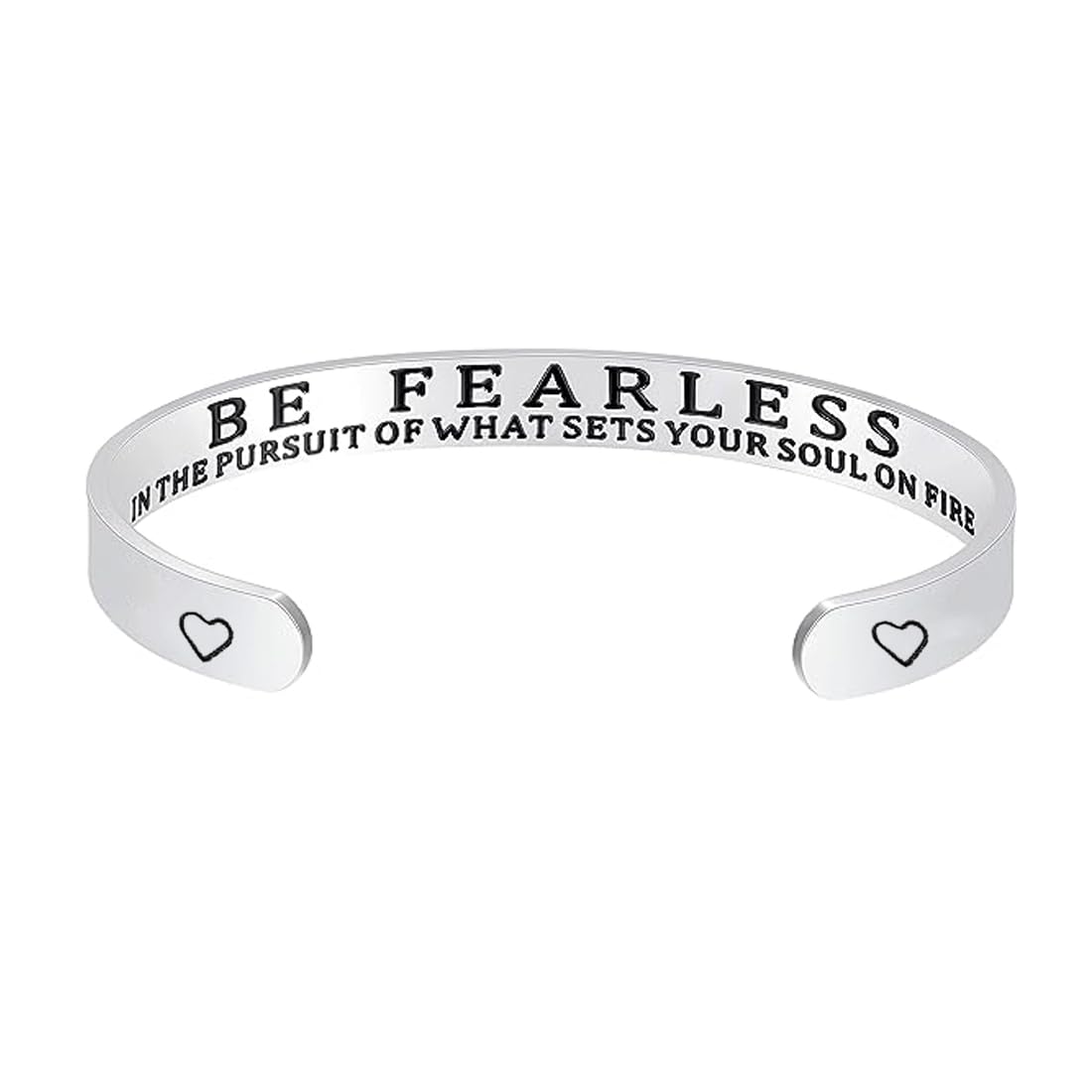 Yellow Chimes Bracelet for Unisex Be Fearless Inspirational Hidden Gifts Message Engraved Mirror Polish Stainless Steel Unisex Karma Band Kada Bracelet for Men and Women