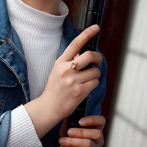 Yellow Chimes Butterfly Earrings Ring Set for Women Charming Dual Butterfly Surgical Steel 18K Real Rose Gold Plated Stud Earring Ring Set for Girls and Women.