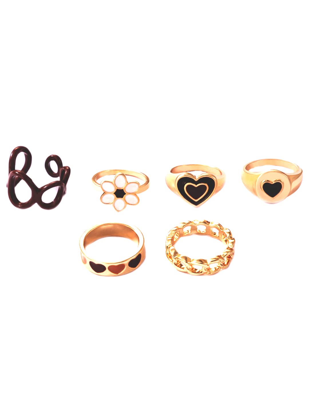 Yellow Chimes Rings for Women and Girls Aesthetic Stack Ring Set