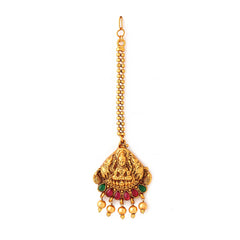 Yellow Chimes Jewellery Set for Women Gold Plated Traditional Temple Jewellery Set Antique Necklace Set with Earrings and Maangtikka for Women and Girls