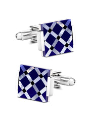 Yellow Chimes Cufflinks for Men Cuff links Stainless Steel Blue Formal Silver Cufflinks for Men and Boy's