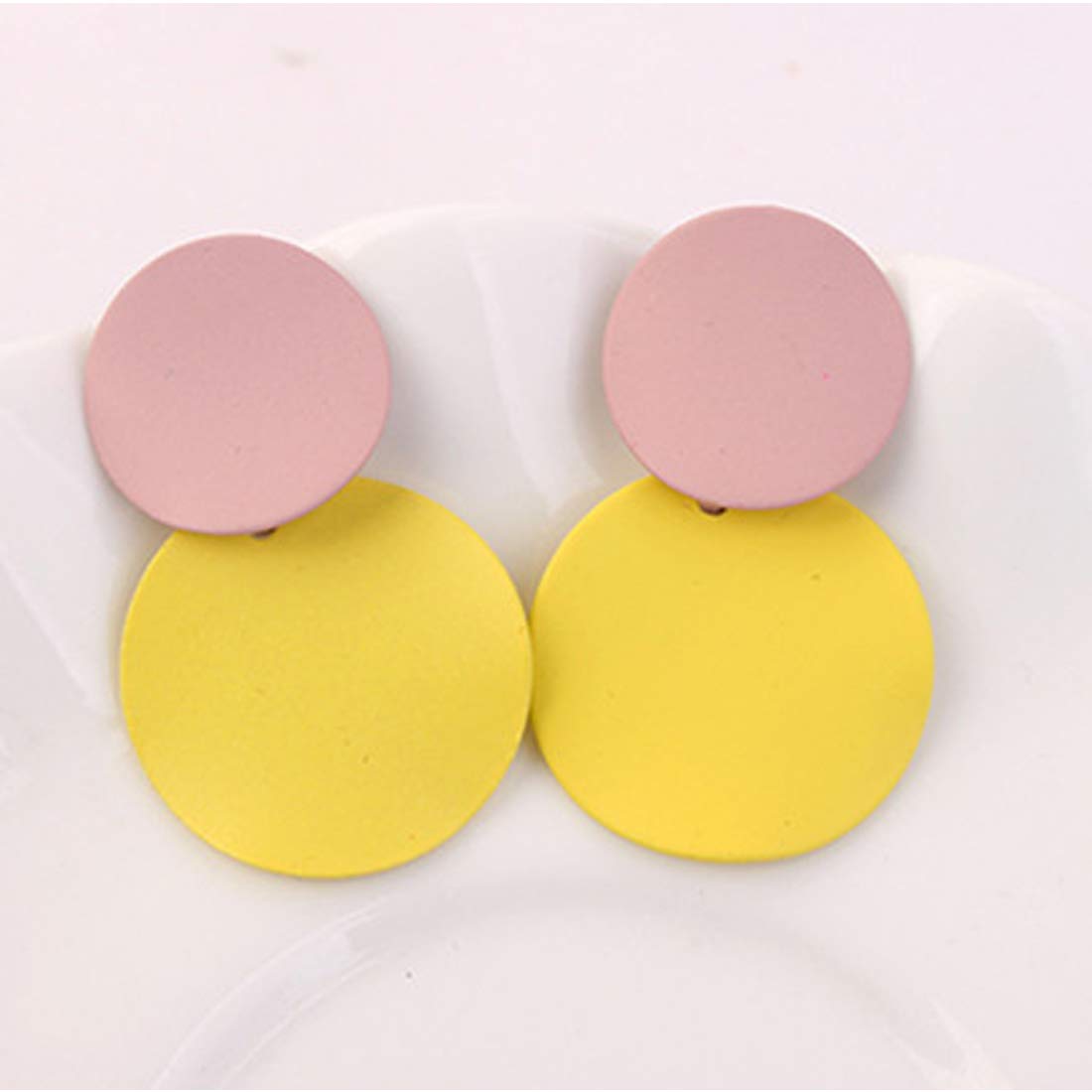 Yellow Chimes Enamel Dual Circle Dangle Earring for Women and Girls