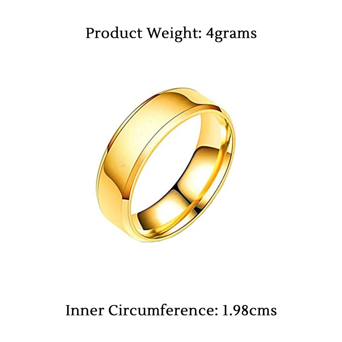 Yellow Chimes Rings For Women Stainless Steel Gold Plated Band Style Ring For Women And Girls - Size 8