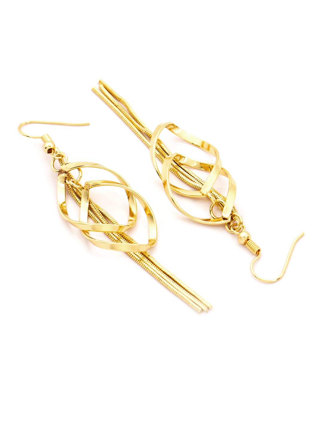 Yellow Chimes Earrings for Women and Girls Pearl Dangler | Gold Toned Spiral Designed Long Danglers Earrings | Birthday Gift for girls and women Anniversary Gift for Wife