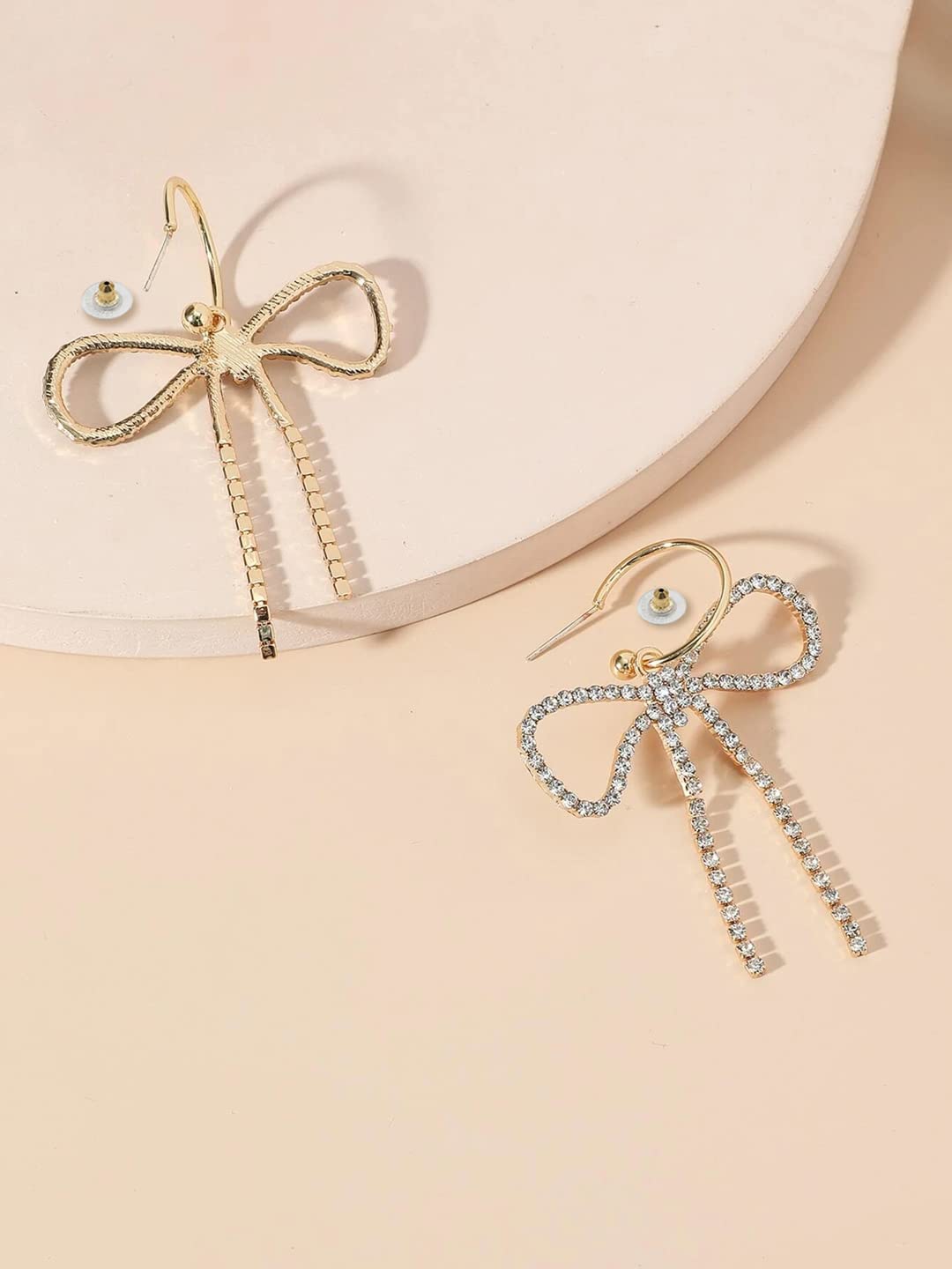 Yellow Chimes Earrings for Women and Girls Drop Earrings for Girls | Gold Toned Crystal Studded Bow Designed Drop Earrings | Birthday Gift for girls and women Anniversary Gift for Wife