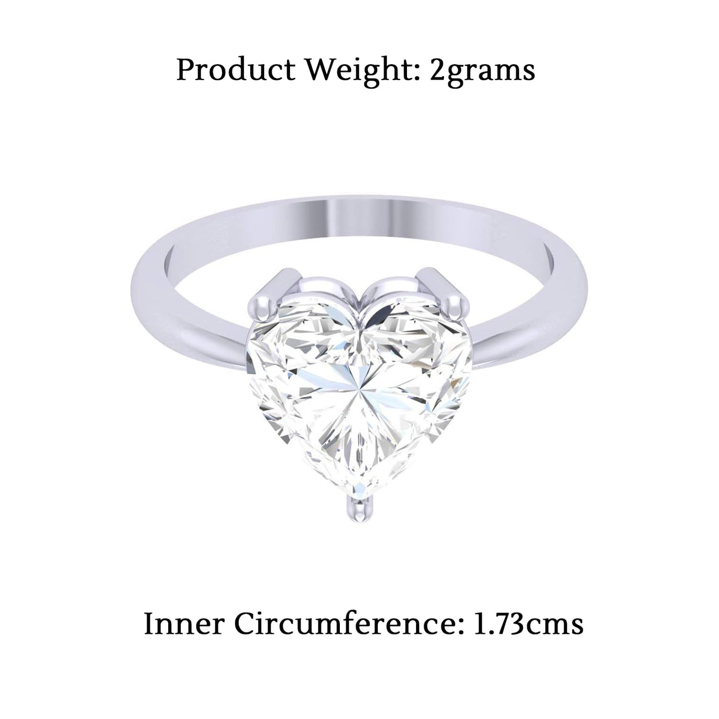 Yellow Chimes Valentine Special Heart Crystal 925 Sterling Silver Hallmark and Certified Purity Ring for Women and Girls
