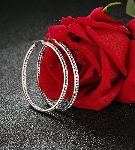 Yellow Chimes Exclusive Crystal Platinum Plated Latest Fashion Hoops Earrings for Women and Girls