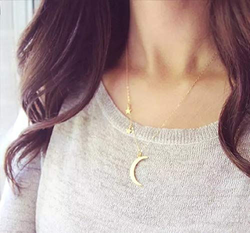 Yellow Chimes Classic Design Moon and Star Clavicle Chain Stylish Gold Plated Choker Pendant Necklace for Women and Girl's