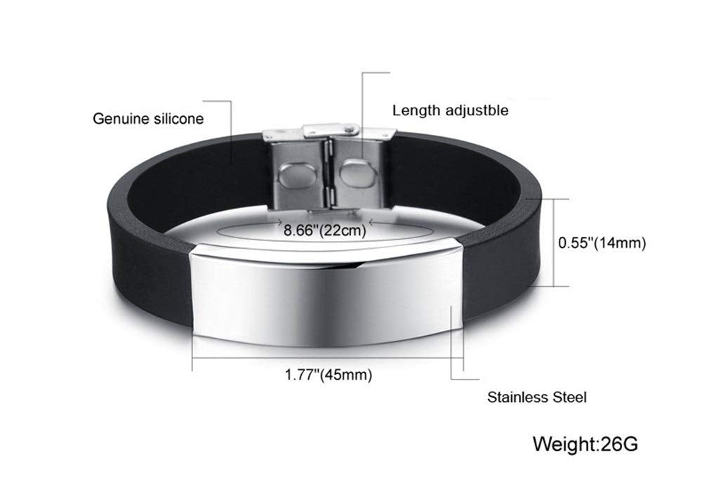 Yellow Chimes Touching Love Message To Husband Stainless Steel Tag Genuine Silicone Strap Bracelet for Men