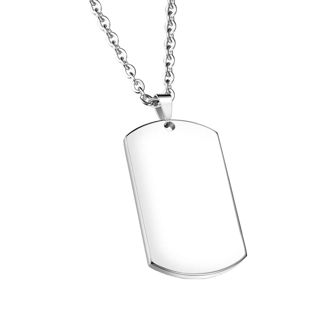 Yellow Chimes Customized Stainless Steel Plain Silver Army Dog Tag Gift Jewellery Personalized Pendant Necklace for Men and Boys
