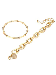 Yellow Chimes Combo Bracelets for Women Gold Plated 2 Pcs Adjustable Chain Bracelet Set for Women and Girls