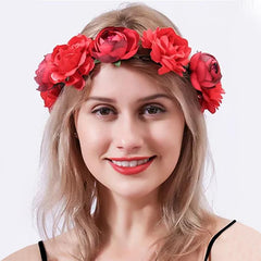 Yellow Chimes Tiara for Women and Girls Floral Hair Vine for Women Red Bridal Hair Vine Tiara Headband Hair Accessories Wedding Jewellery for Girls and Women.