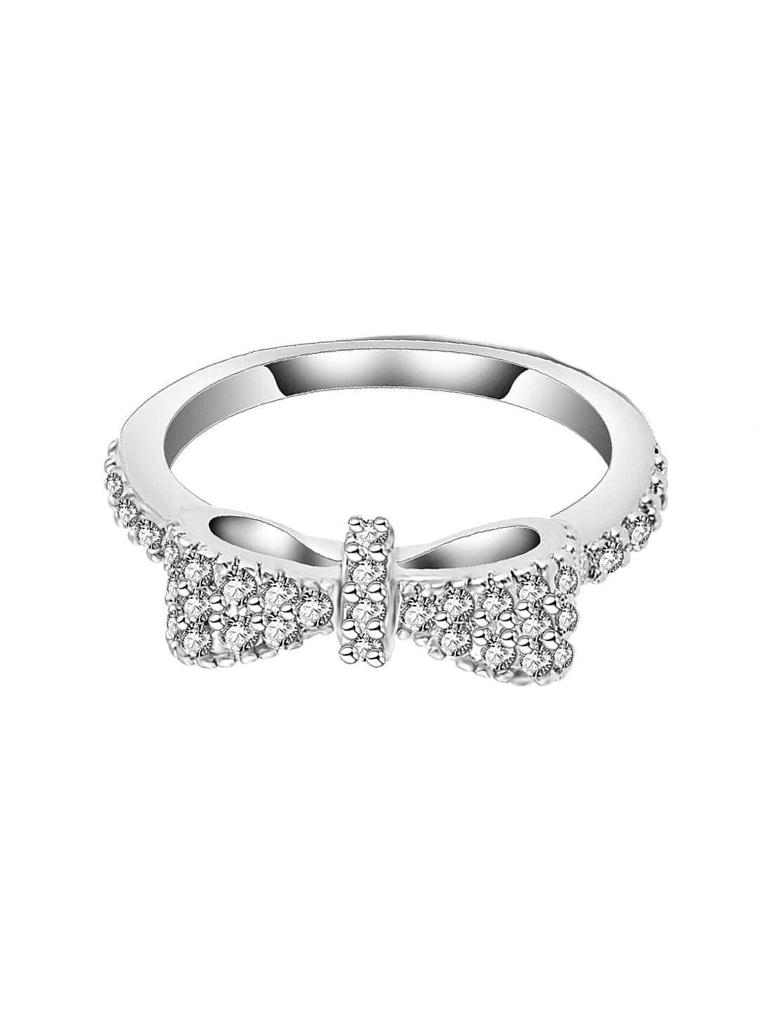 Yellow Chimes Rings for Women & Girls Crystal Ring for Girls | Bow Designed Silver Tone Crystal Adjustable Finger Ring for Women|Birthday Gift For girls & women Anniversary Gift for Wife