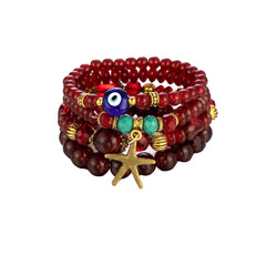 Kairangi Bracelet for Women and Girls Evil Eye Nazariya Bracelets for Women | 4 Pcs Red Beads Layered Bracelet | Birthday Gift For girls and women Anniversary Gift for Wife
