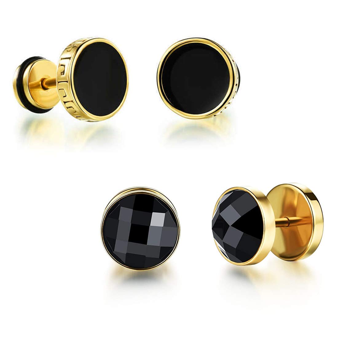 Mens black gold on sale earrings