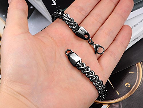 Yellow Chimes Stylish Stainless Steel Curb Chain Black Bracelet for Men/Unisex