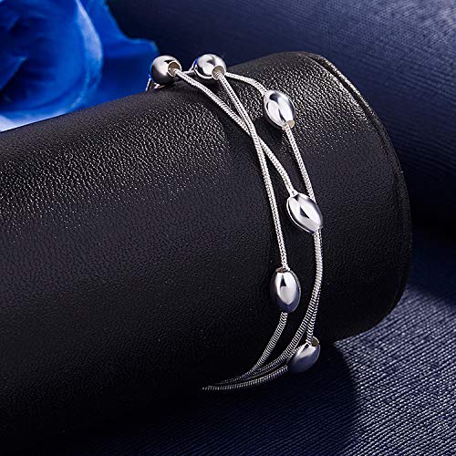 Yellow Chimes Exclusive Magical Love Beads Multi String Silver Plated Charm Bracelet for Women and Girl's