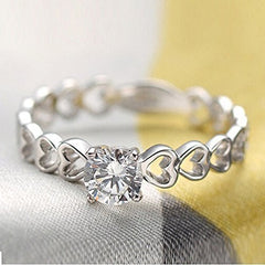 Yellow Chimes Heart Ring Dazzling Engagement Proposal Austrian Crystal 925 Silver Plated Designed Adjustable Ring for Girls