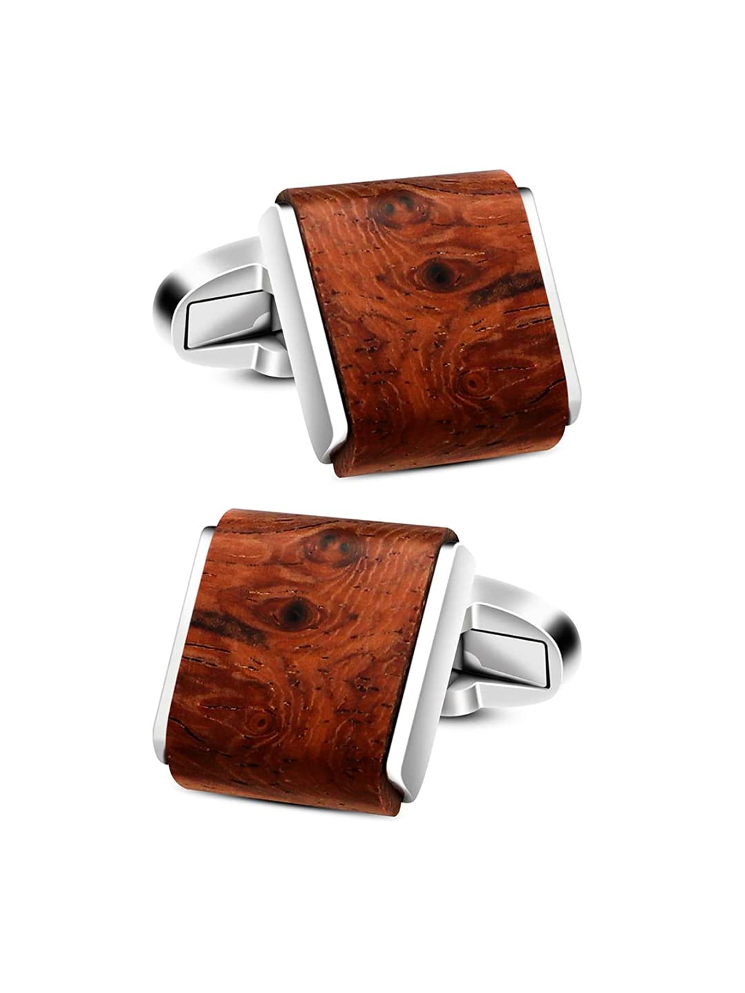 Yellow Chimes Cufflinks for Men Cuff links Stainles Steel Wooden Brown Silver Cufflinks for Men and Boy's