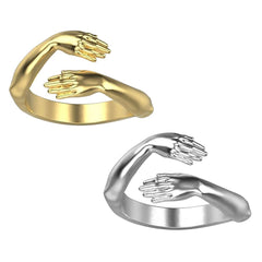 Yellow Chimes Rings for Women Gold & Silver Plated Hug Design Love Unisex Statement Couple Ring for Men and Women.