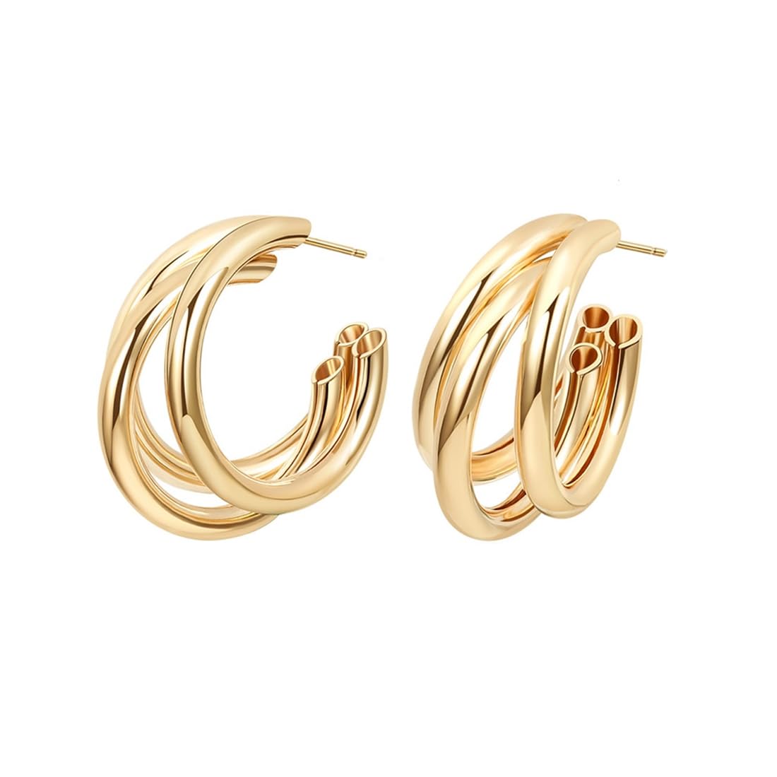 Kairangi Earrings for Women and Girls Golden Hoops Earrings | Gold Plated Layered Hoop Earrings for Women | Birthday Gift for girls and women Anniversary Gift for Wife