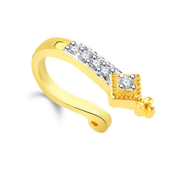 Yellow Chimes A5 Grade American Diamond Traditional Gold Plated Without Piercing Combo Nose Pins for Women & Girls