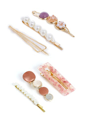 Yellow Chimes 6 pcs Acrylic Resin Pearl Bobby pins Fashion Hair Clips Hair Accessories for Women Girls (Pack of 6), Multicolour, Medium (YCHACL-WM002-MC)