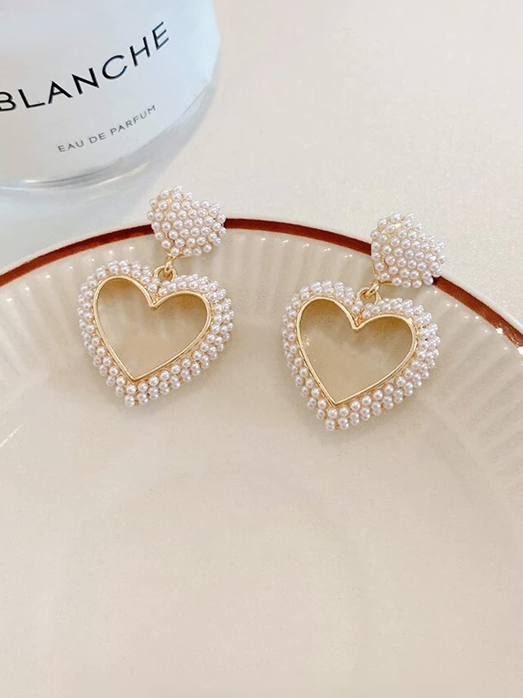 Yellow Chimes Earrings for Women and Girls Black Drop Earrings for Women | Valentine Special Love Heart Drop Earrings | Birthday Gift for girls and women Anniversary Gift for Wife