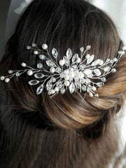 Yellow Chimes Bridal Hair Vine for Women and Girls Bridal Hair Accessories for Wedding White Comb Pin for Women Hair Accessories Wedding Jewellery for Women Bridal Wedding Comb Pin Hair Vine for Girls