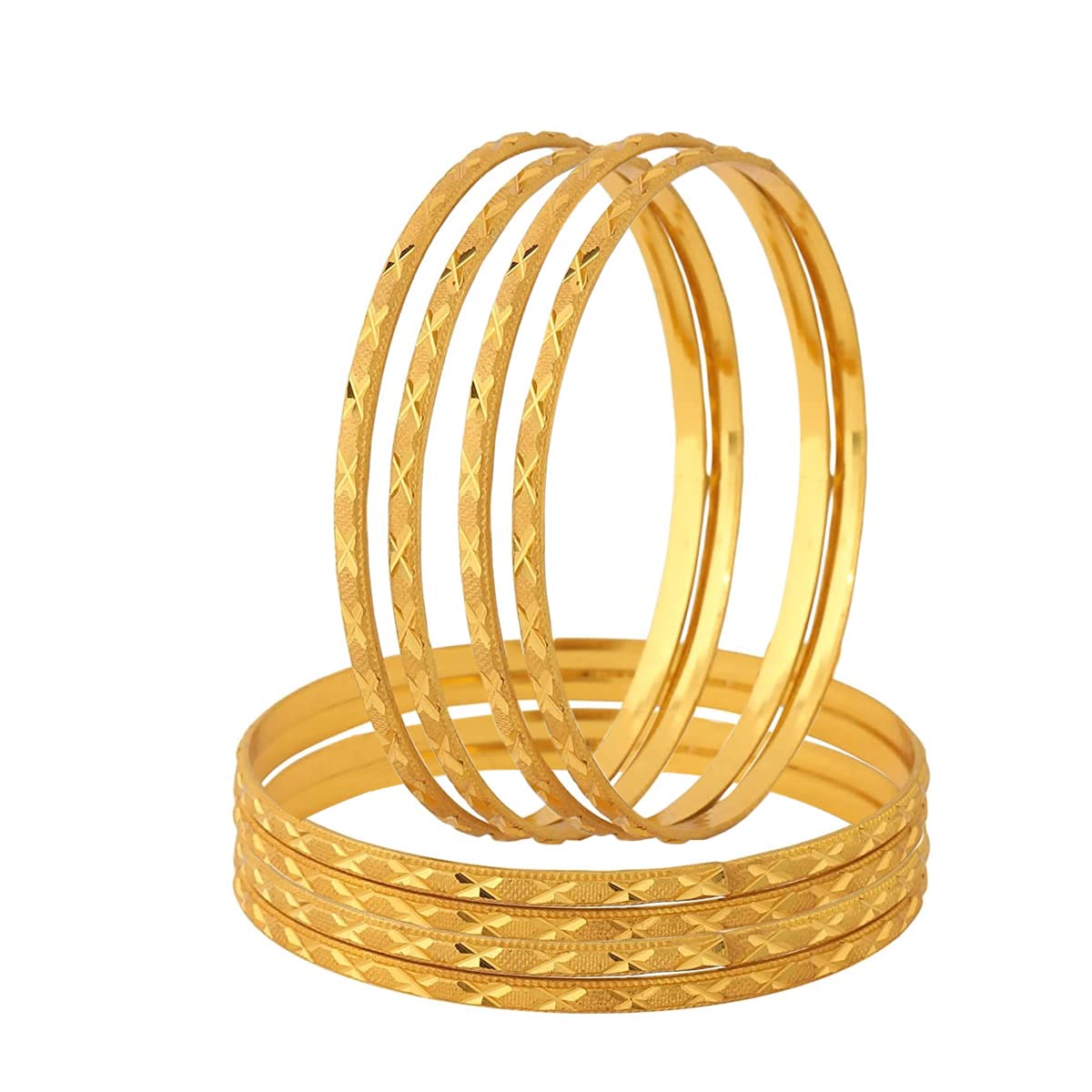 Yellow Chimes Bangles for Women Gold Toned Set of 8 Pcs Dialy Wear Bangles for Women and Girls