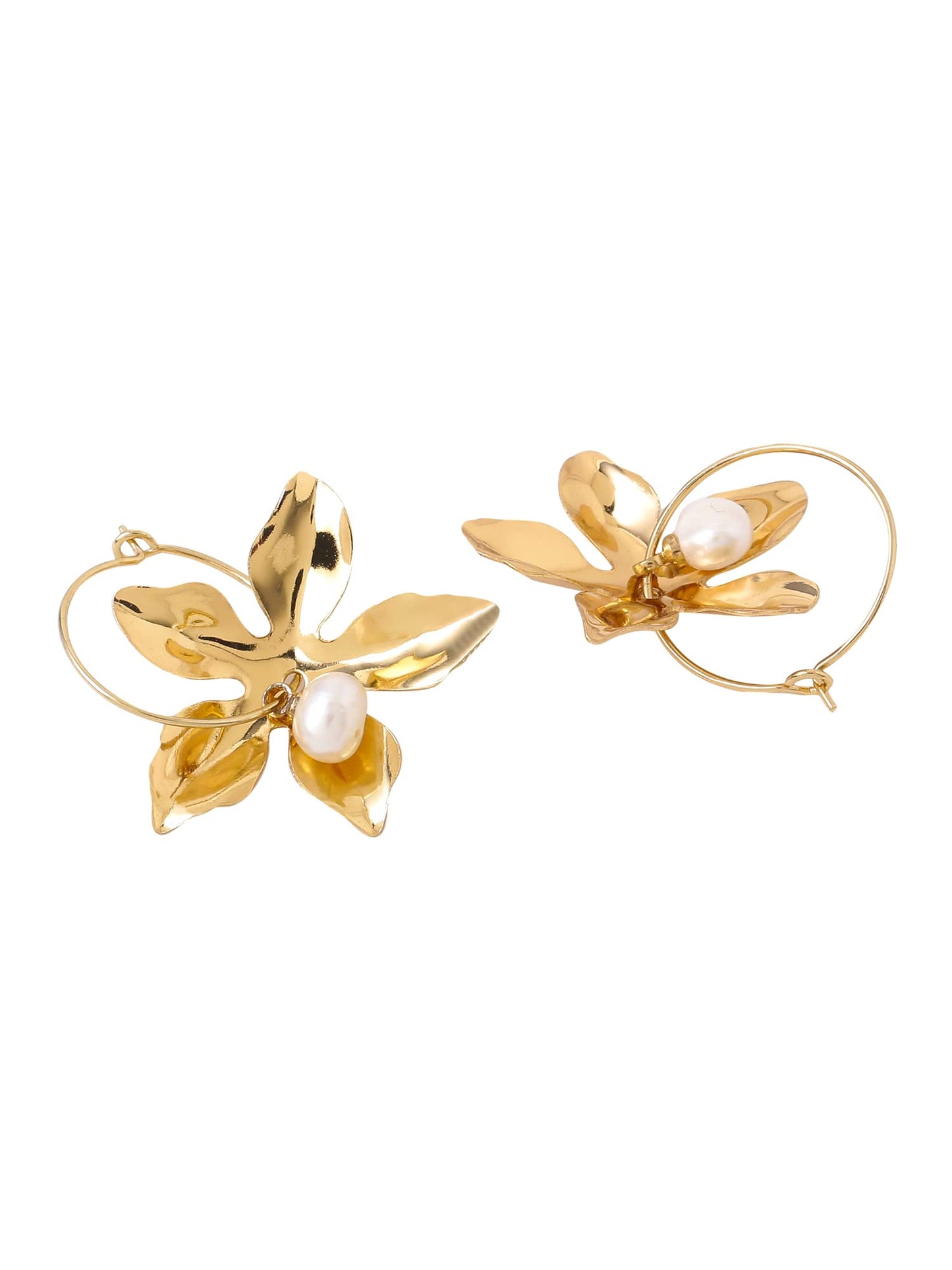 Yellow Chimes Earrings for Women and Girls Hoop Earrings for Girls | Gold Toned Floral Drop Designed Hoop Earrings | Birthday Gift for girls and women Anniversary Gift for Wife