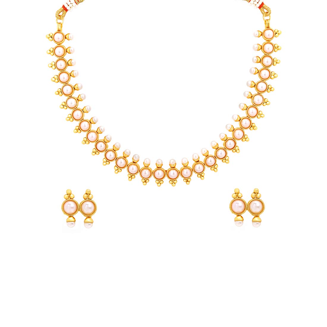 Yellow Chimes Ethnic Handcrafted Classic Jewellery Set Studded Stoned Gold Plated Traditional Choker Necklace Set for Women & Girls