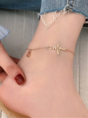 Yellow Chimes Anklets for Women Rose Gold-Plated Stainless Steel Heartbeat Charm Anklet For Women and Girls